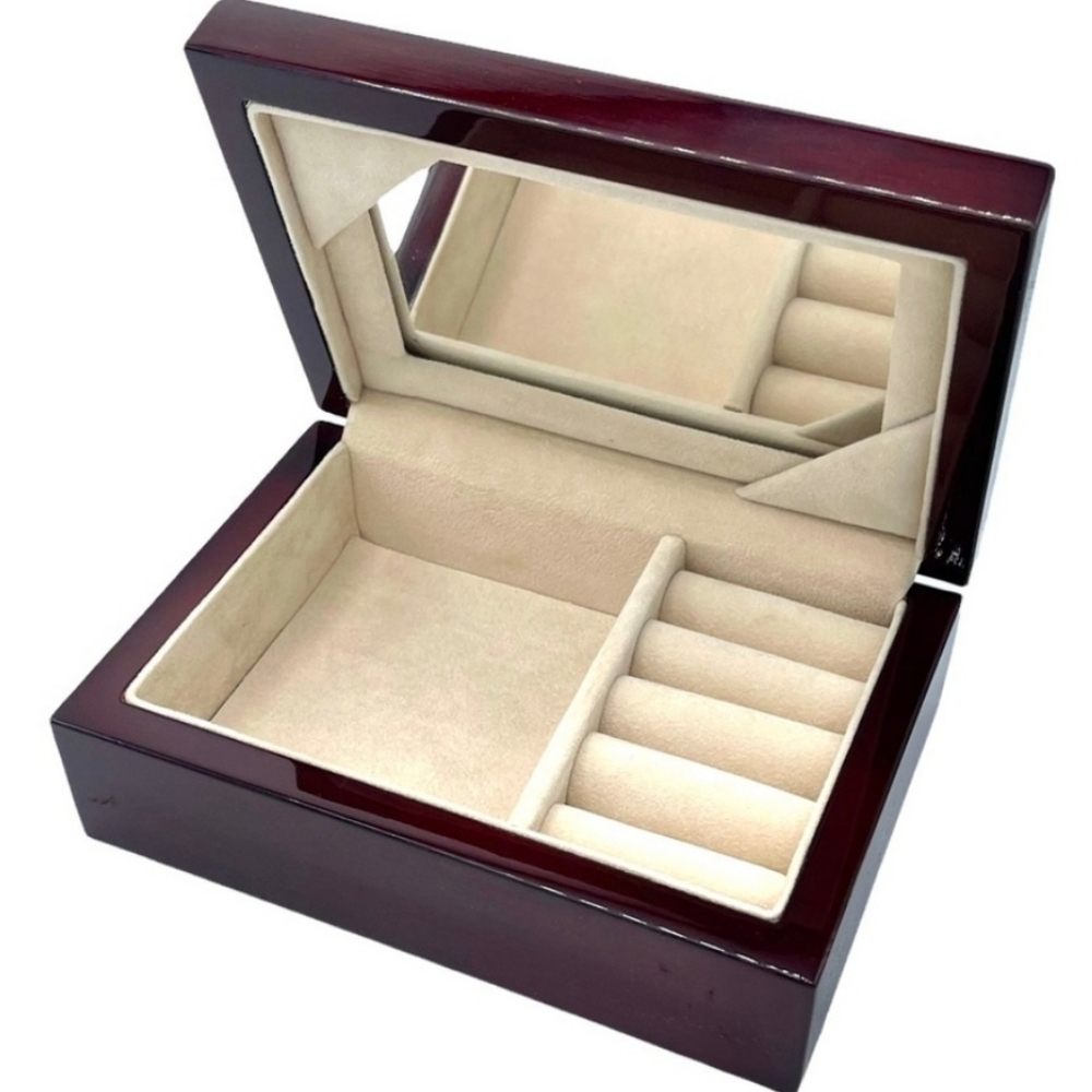 NIB Cherry Wood Jewelry Box
